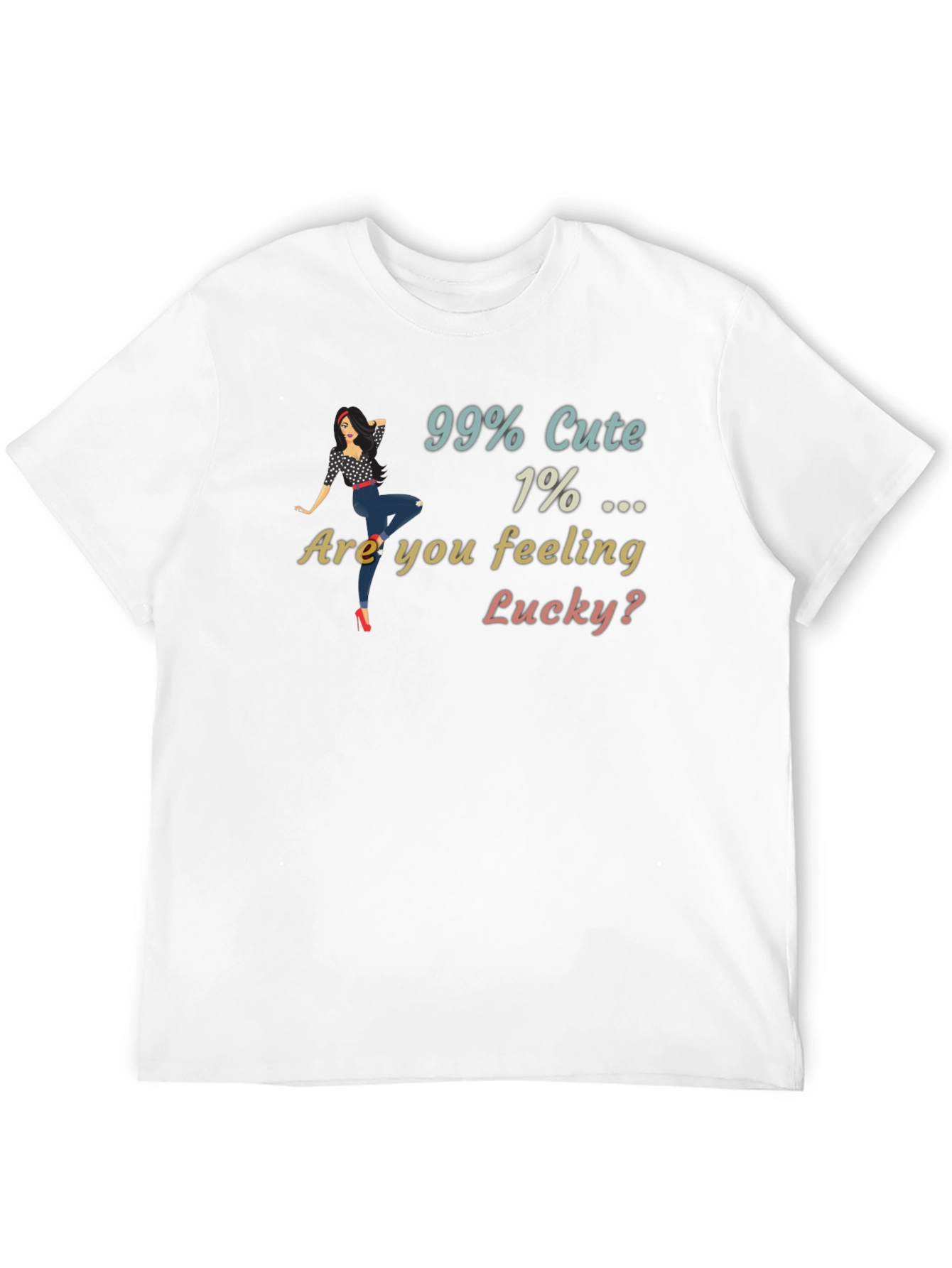 99% Cute T-Shirt Lucky Graphic Print