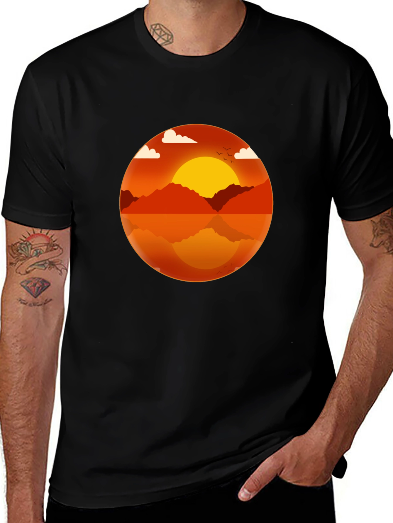 Sunset Graphic Black T-Shirt