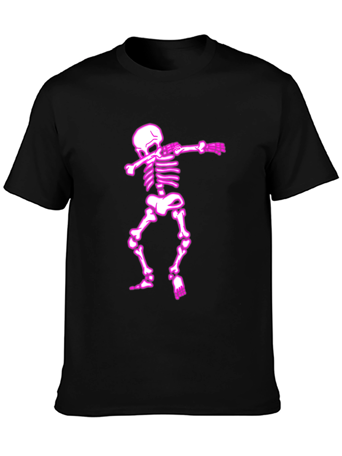 Pink Dabbing Skeleton Black T-Shirt