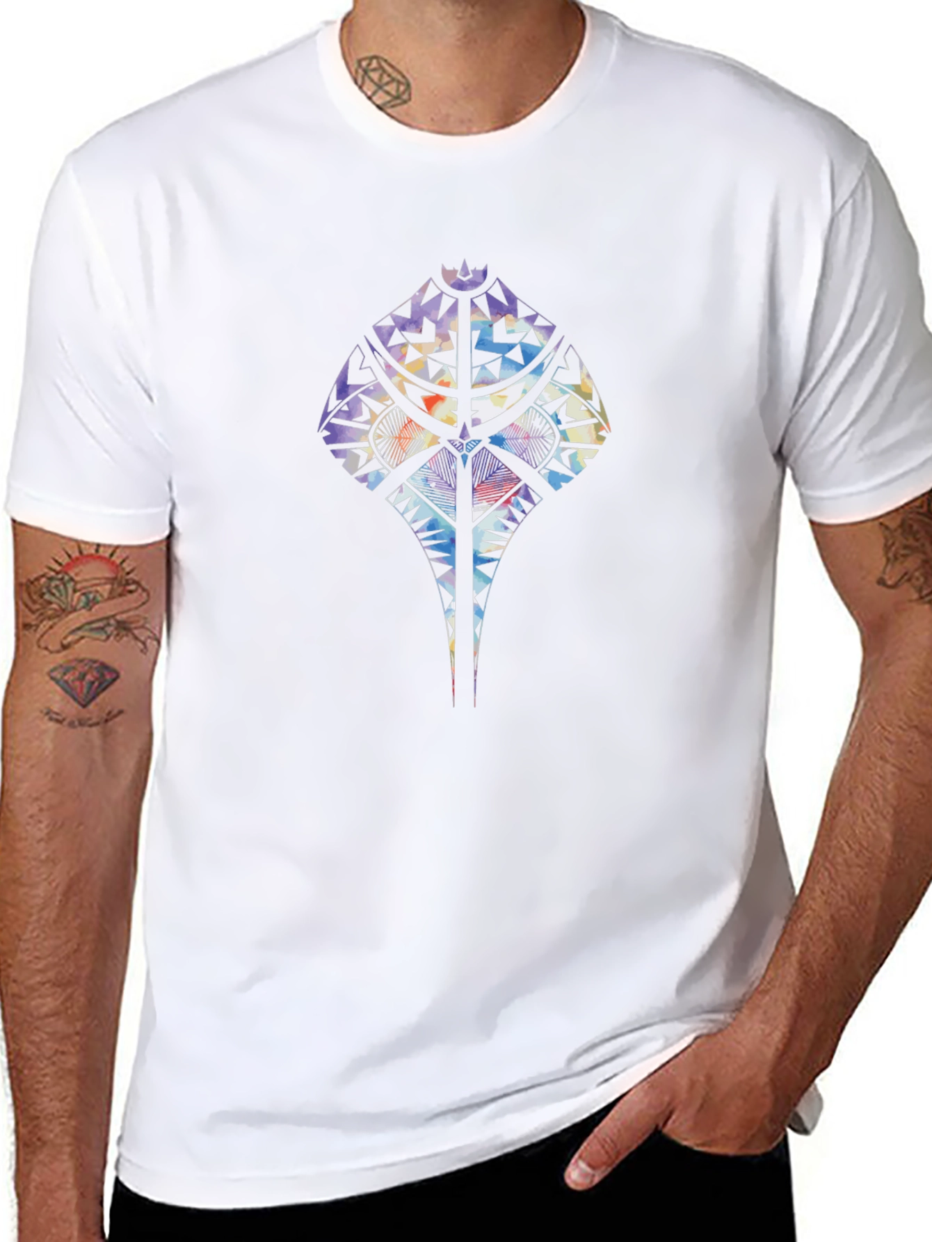 Tribal Stingray Graphic Black T-Shirt