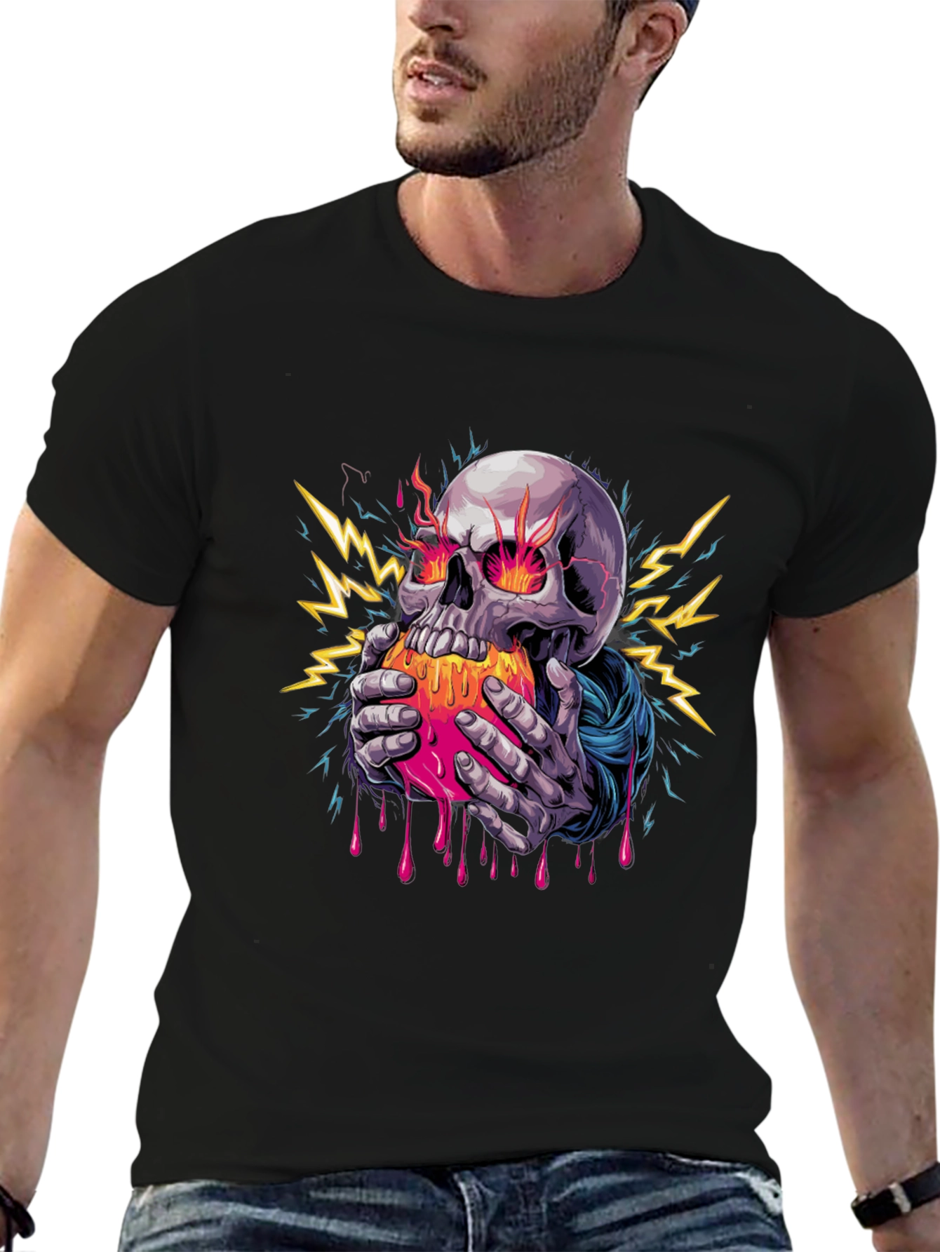 Skull & Hands Graphic Print Tee