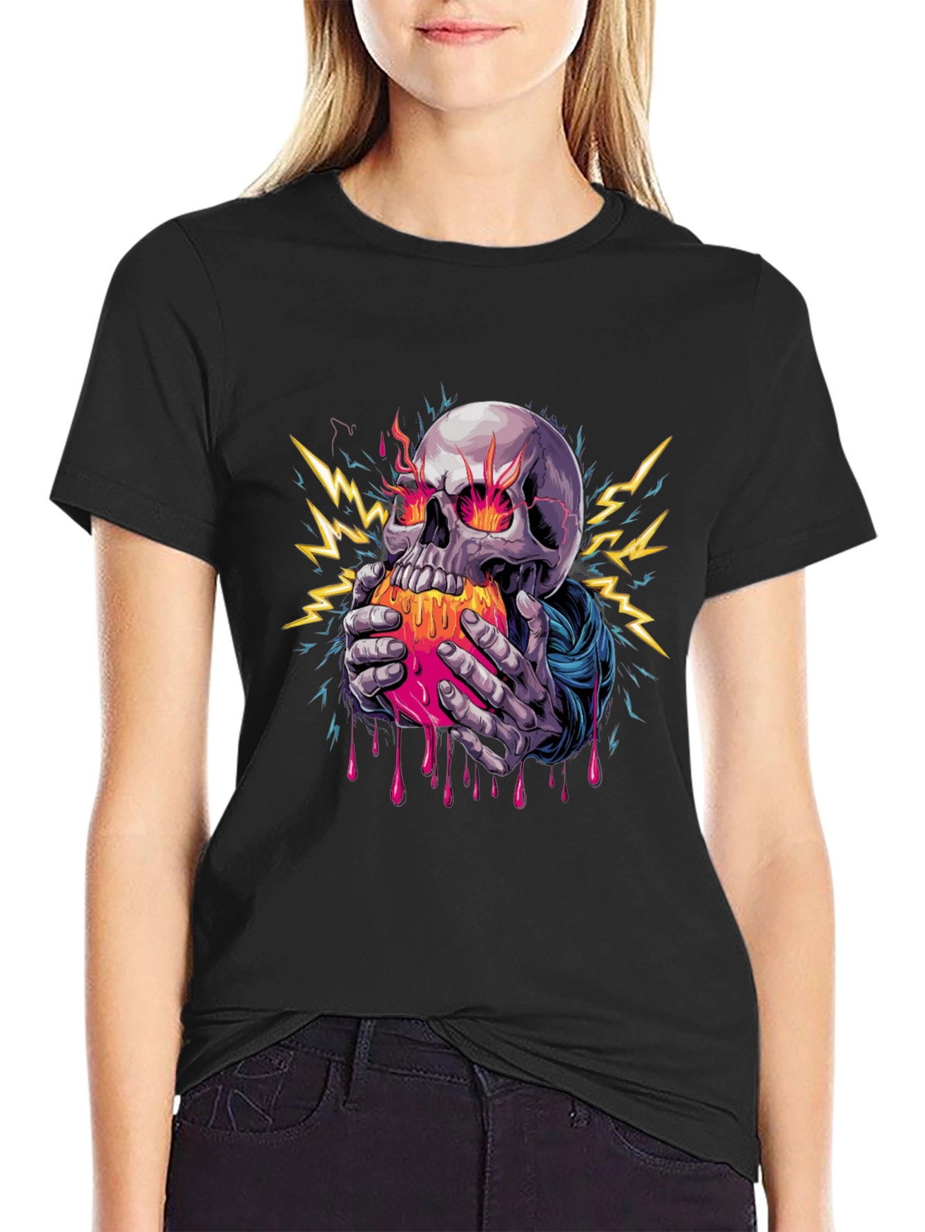 Skull & Hands Graphic Print Tee