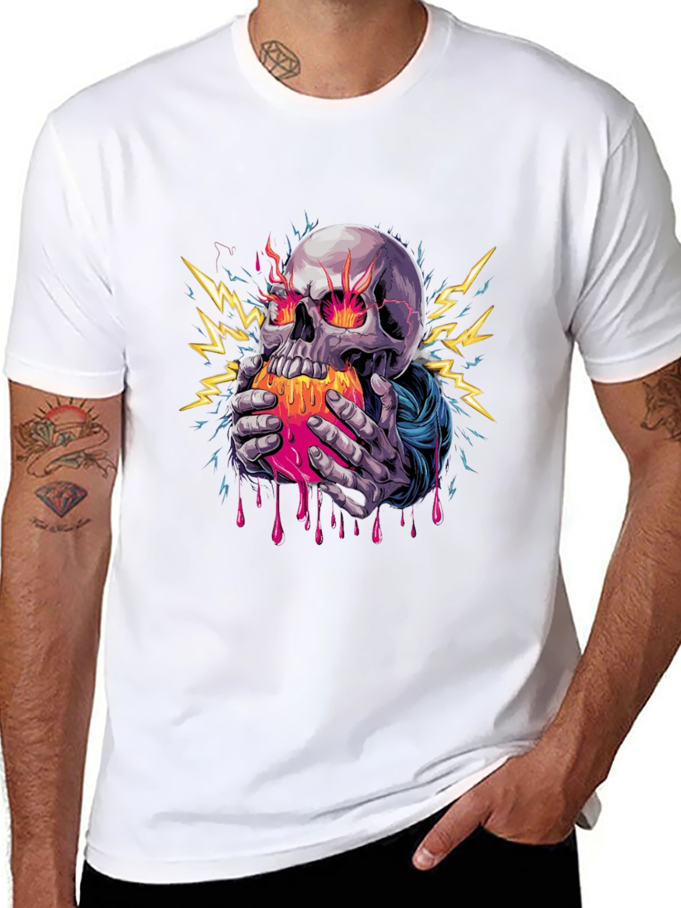 Skull & Hands Graphic Print Tee
