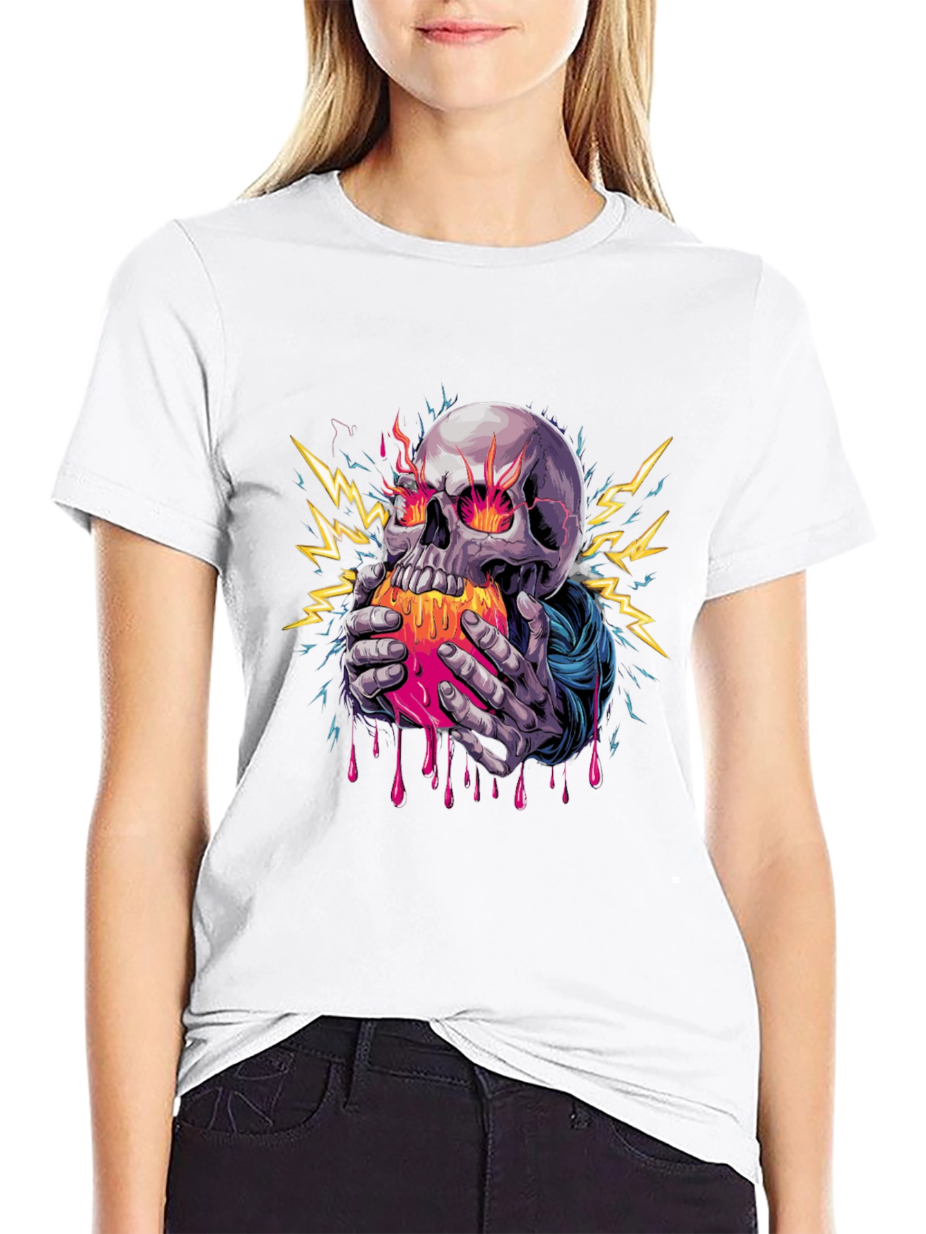 Skull & Hands Graphic Print Tee