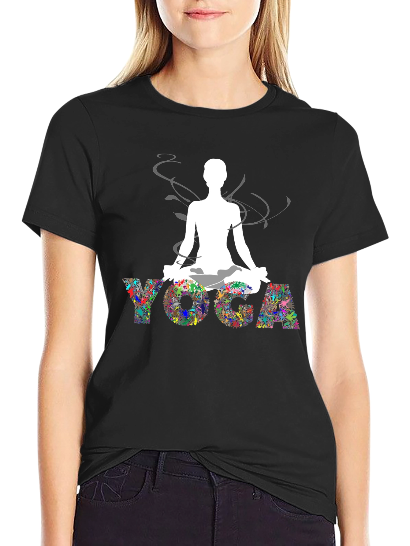 Yoga Pose Graphic Black Tee