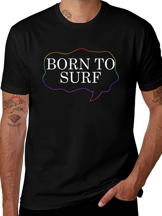 Born To Surf Graphic Tee - Premium Cotton Black T-Shirt