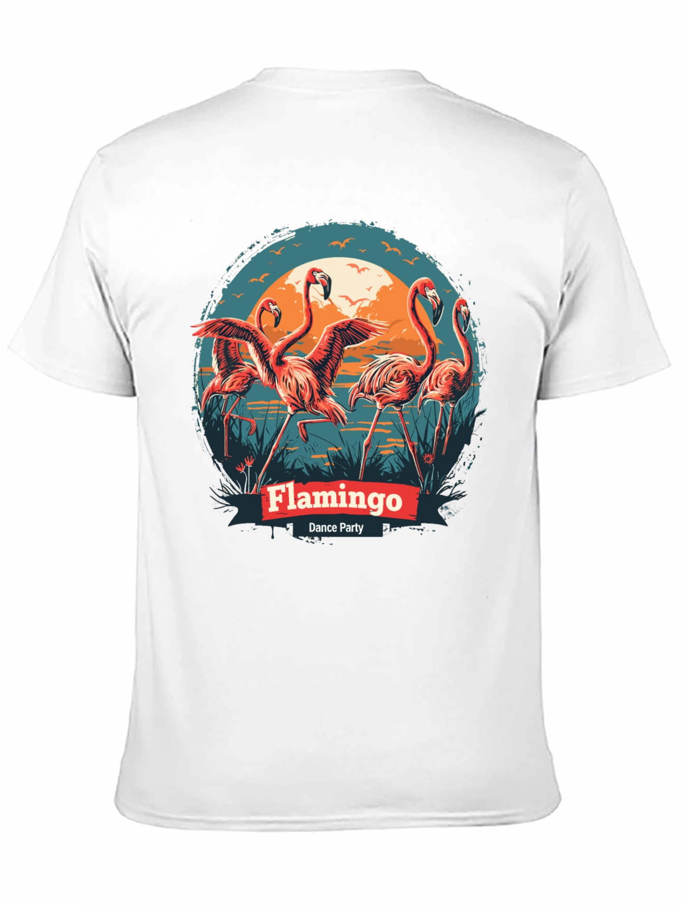 Flamingo Dance Party T-Shirt - Black Cotton