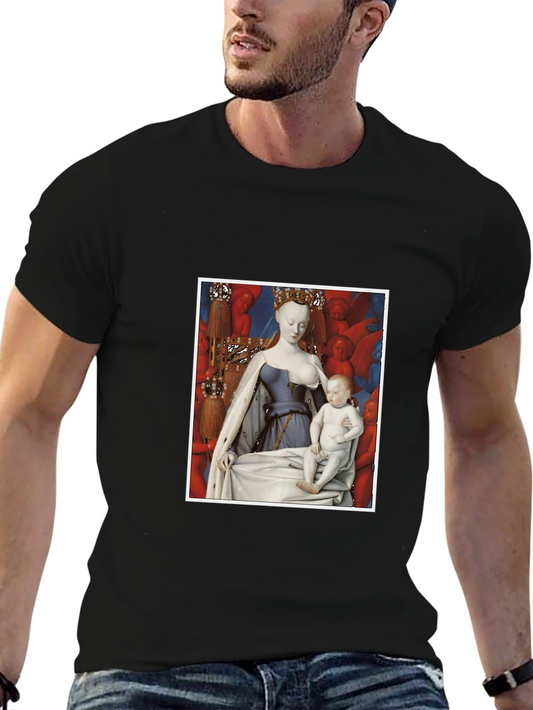 Artistic Graphic Tee: Madonna and Child Renaissance Style