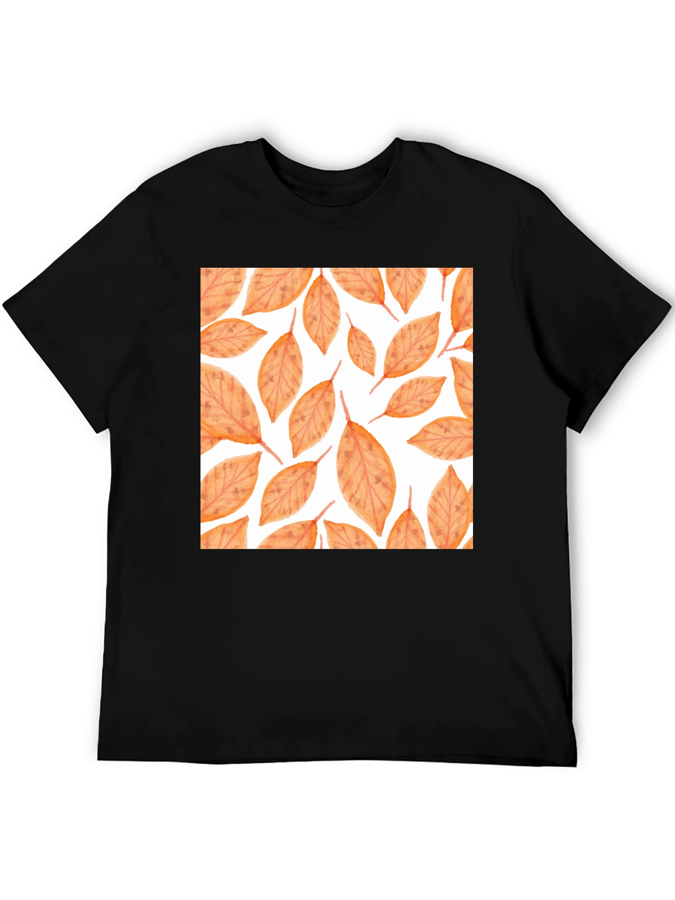 Autumn Leaves Print Black T-Shirt