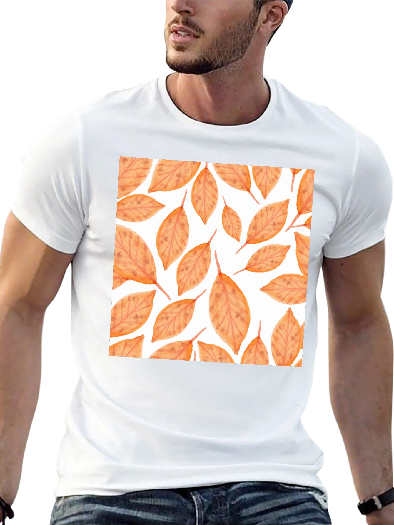 Autumn Leaves Print Black T-Shirt