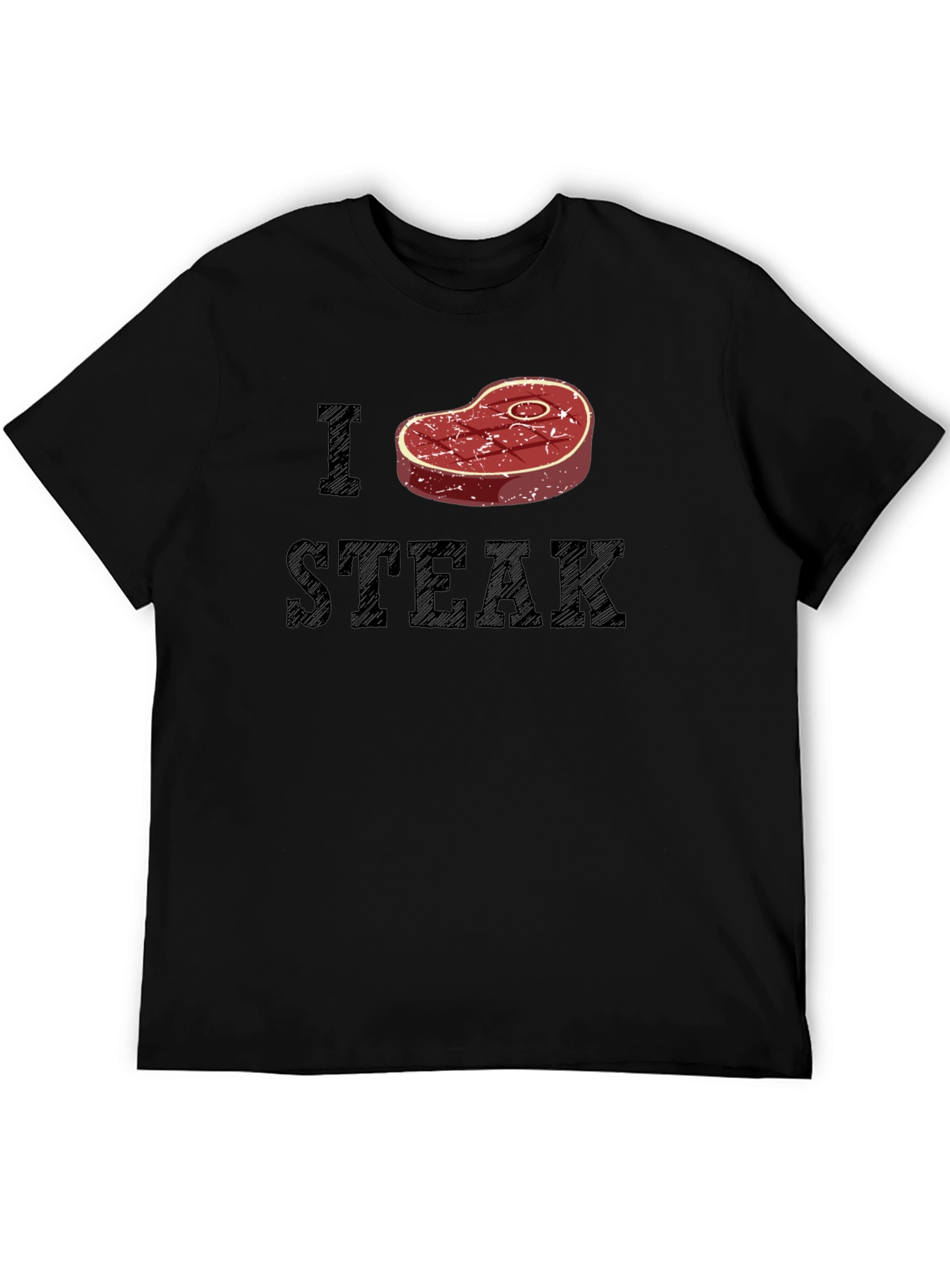 I Heart Steak Graphic Tee - Black Cotton T-Shirt