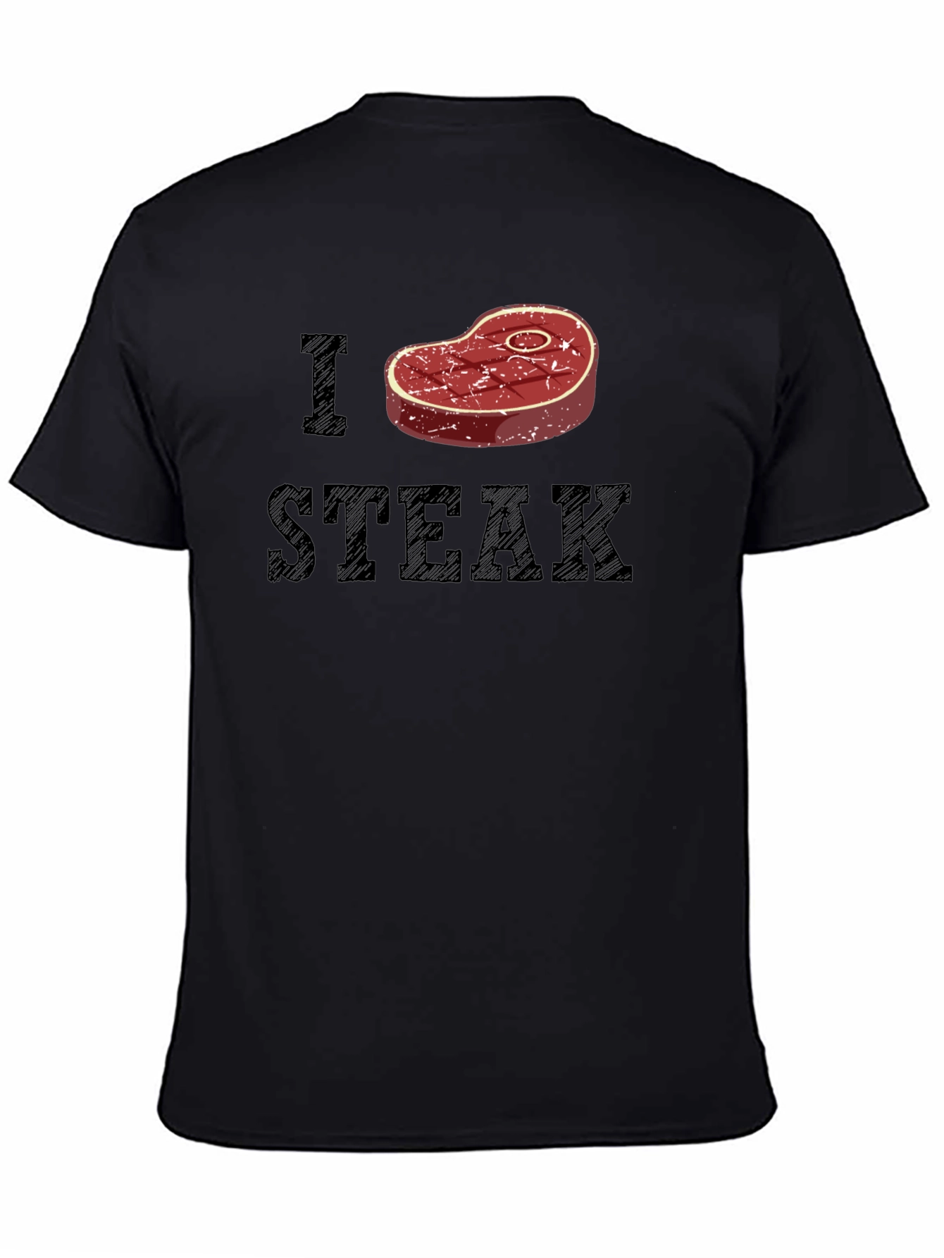 I Heart Steak Graphic Tee - Black Cotton T-Shirt