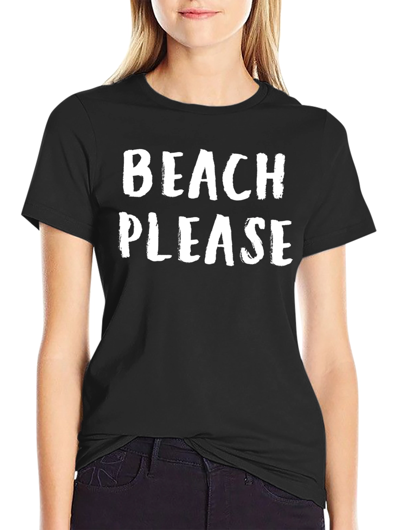 Beach Please Graphic Tee - Black Casual T-Shirt