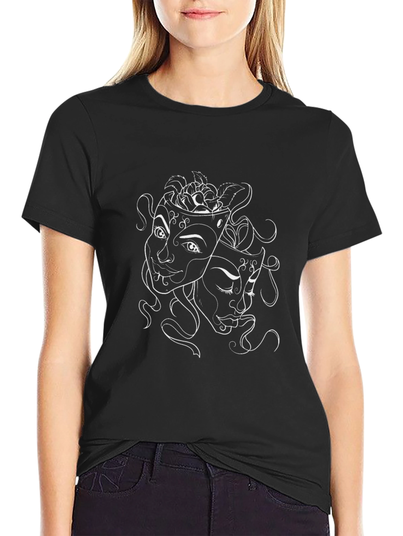 Drama Masks Graphic Black T-Shirt