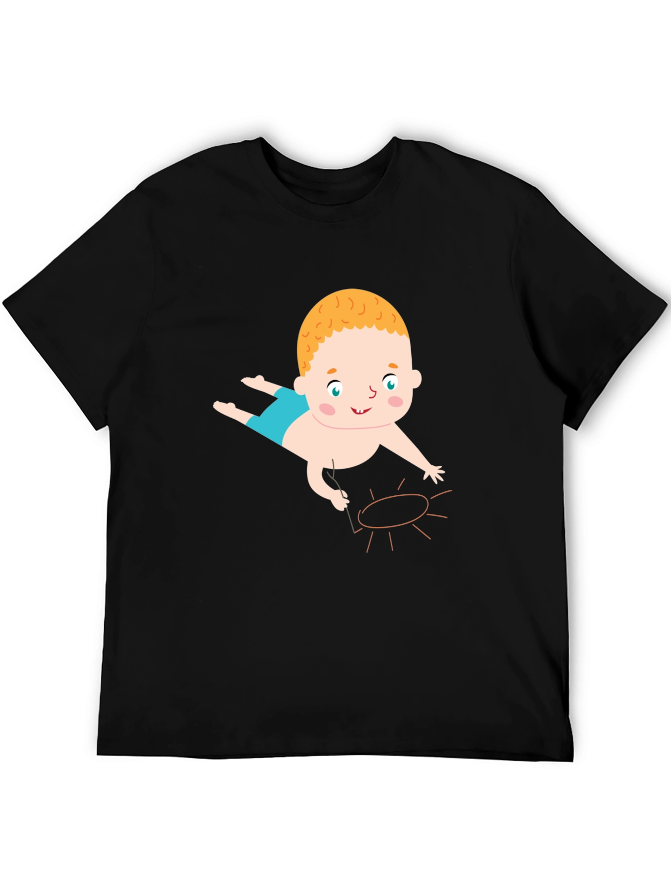 Baby Drawing Sun Graphic Tee - Black