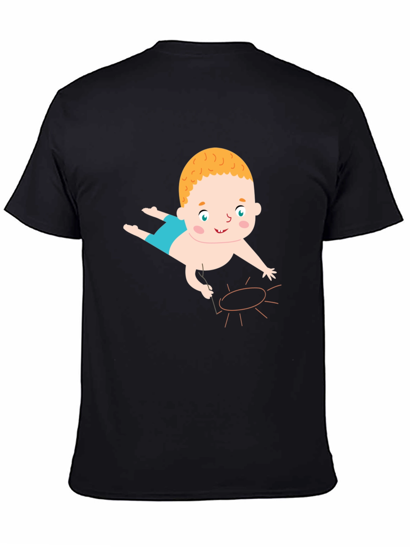 Baby Drawing Sun Graphic Tee - Black