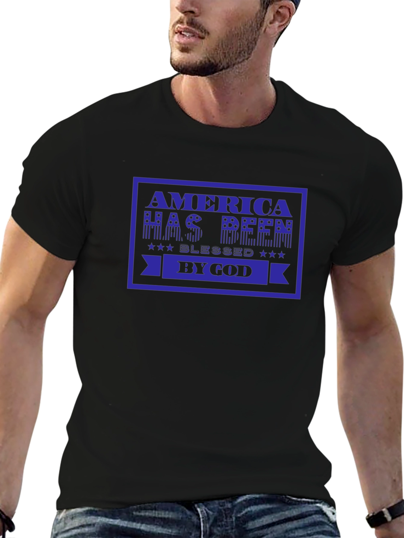 America Blessed By God Black T-Shirt