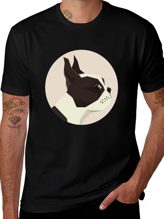 Geometric Dog Graphic Tee - Modern Canine Design