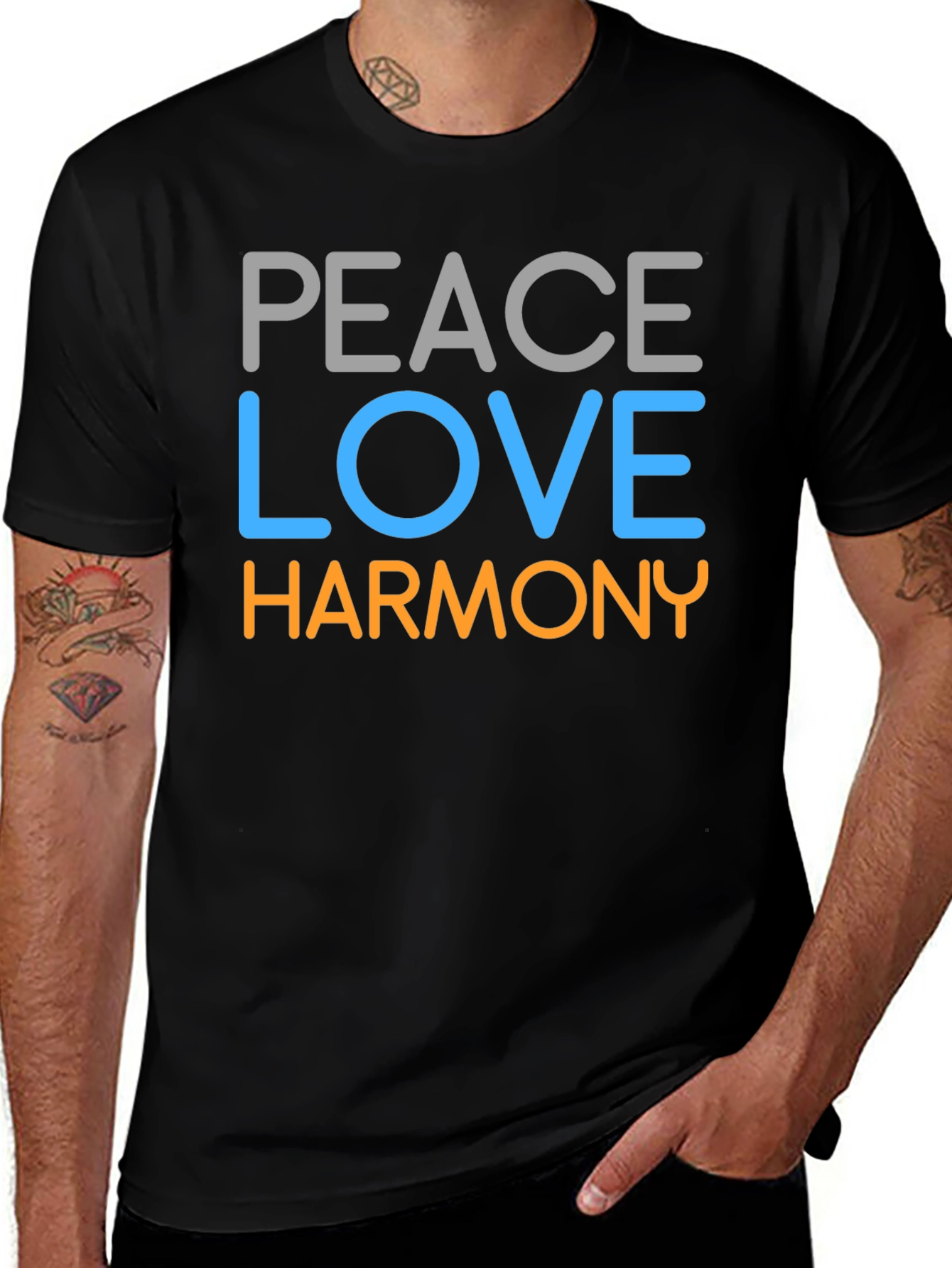 Peace Love Harmony Graphic Tee - Stylish Unisex T-Shirt