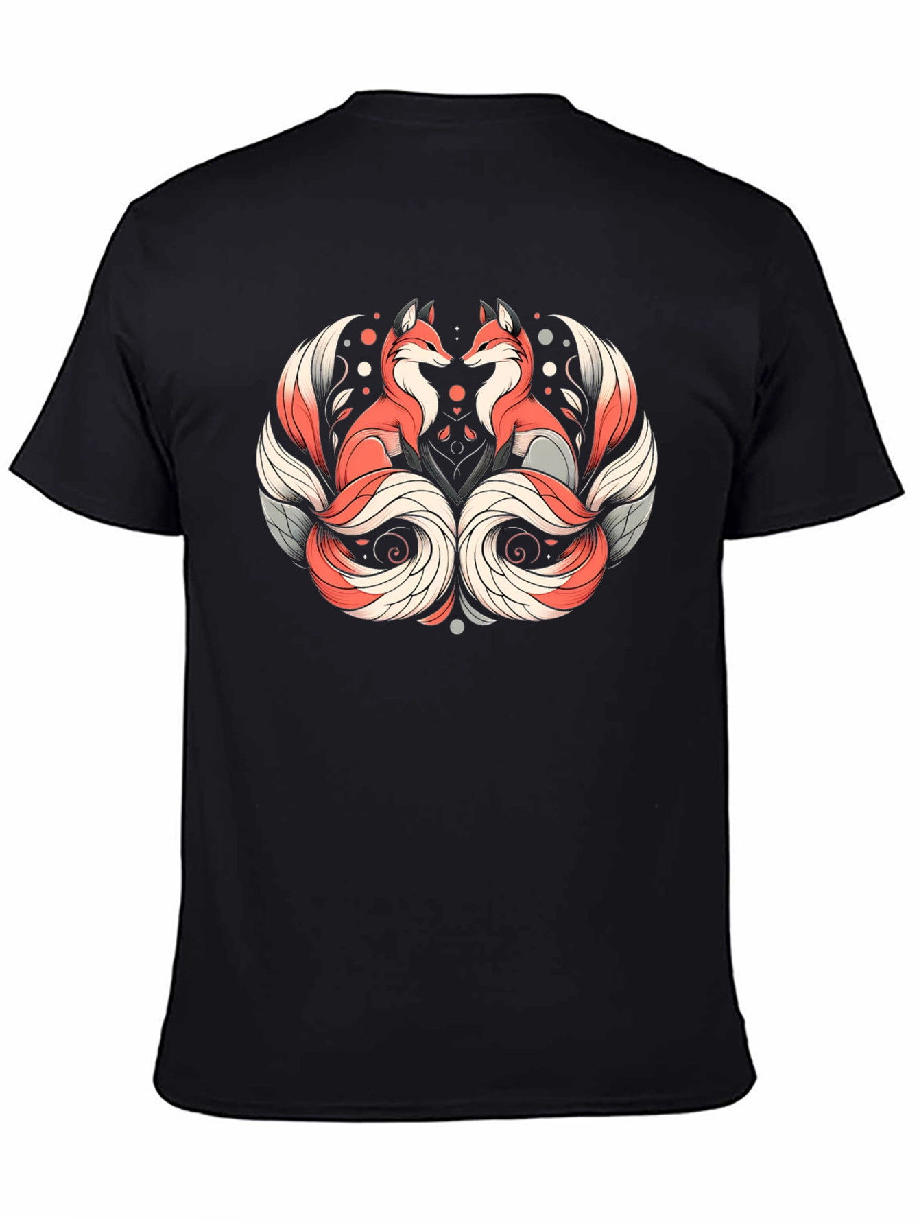 Foxes Graphic Print Black T-Shirt