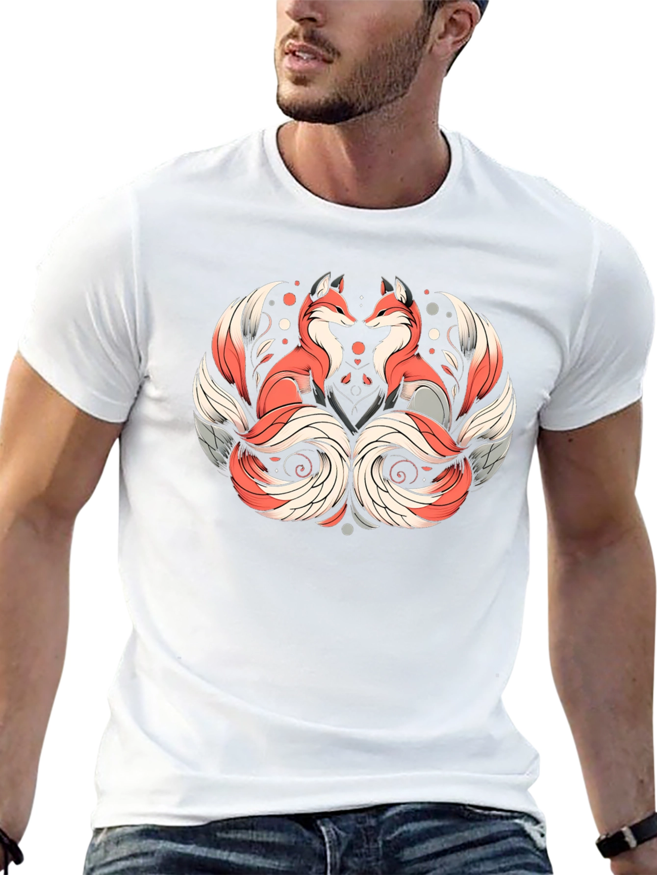 Foxes Graphic Print Black T-Shirt