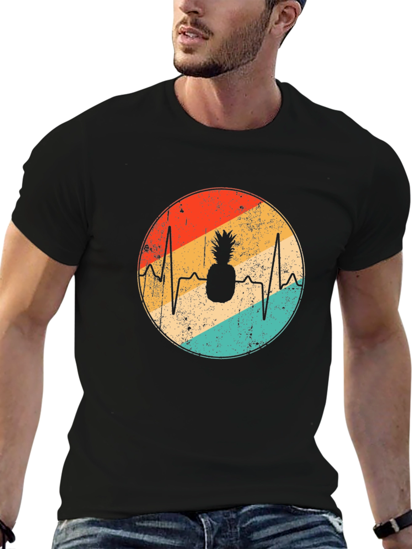 Pineapple Heartbeat Retro T-Shirt