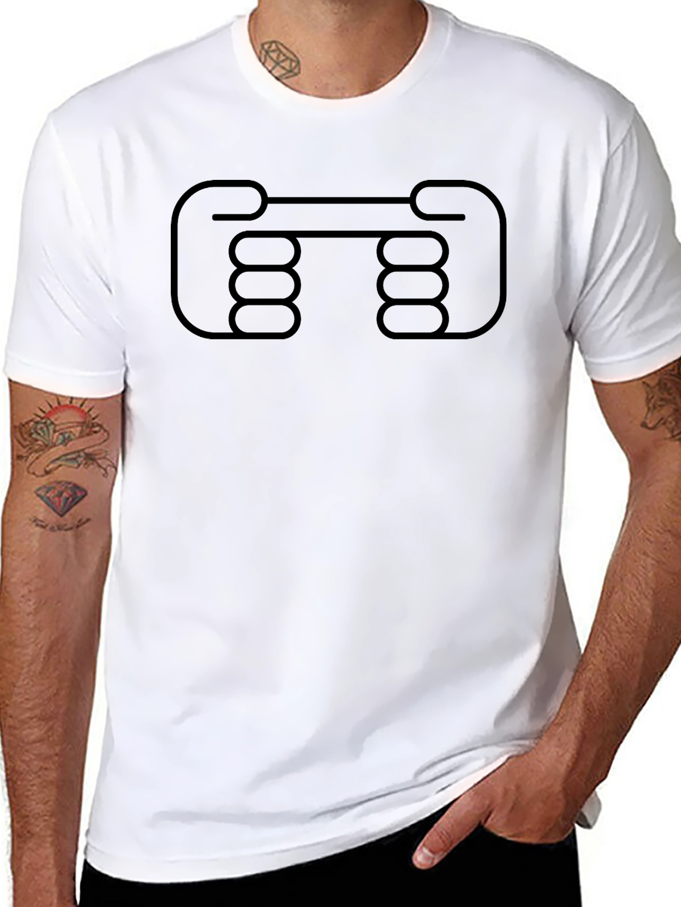 Novelty Handshake Graphic Tee - Black