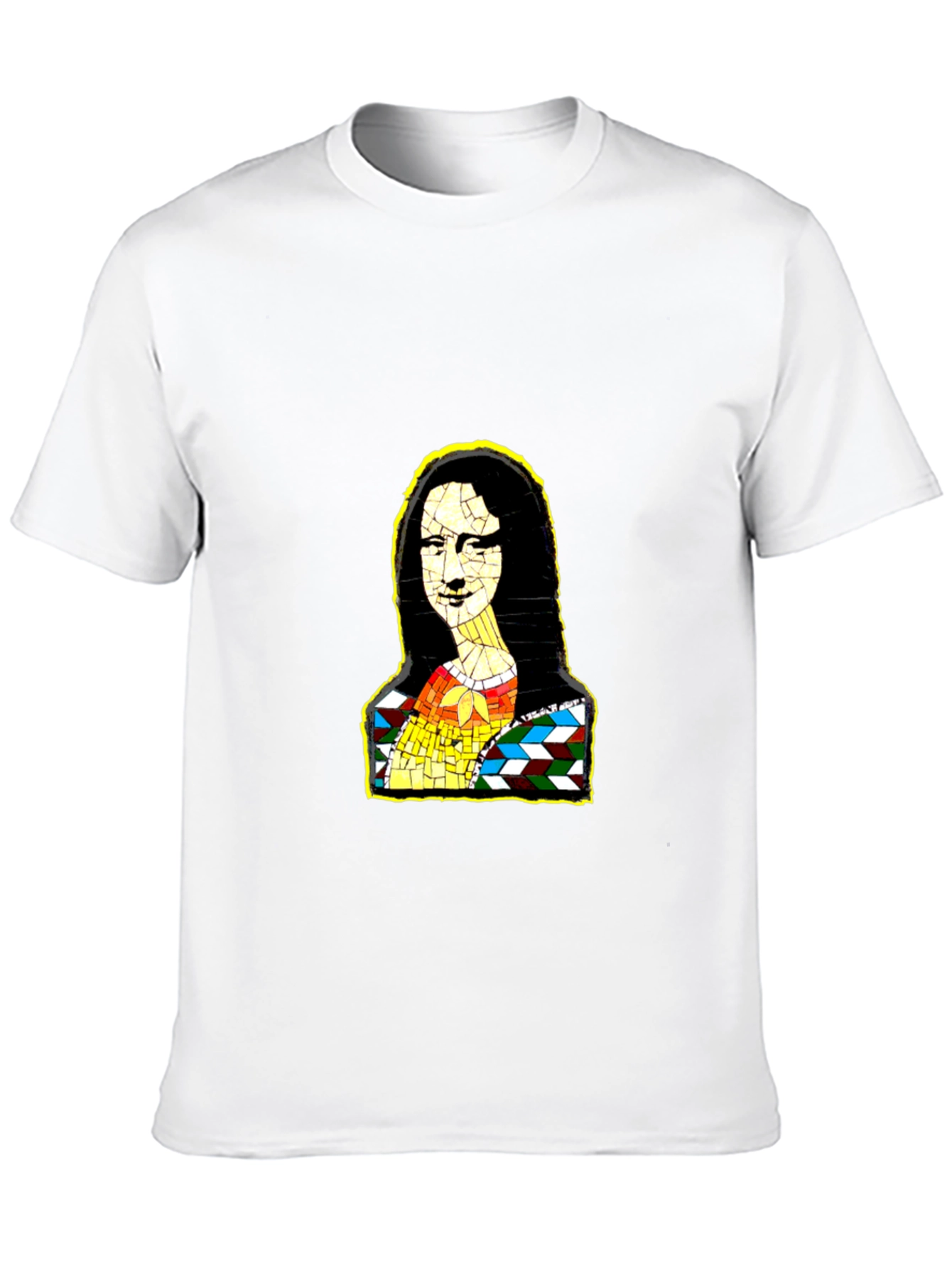 Mona Lisa Mosaic Art Black T-Shirt