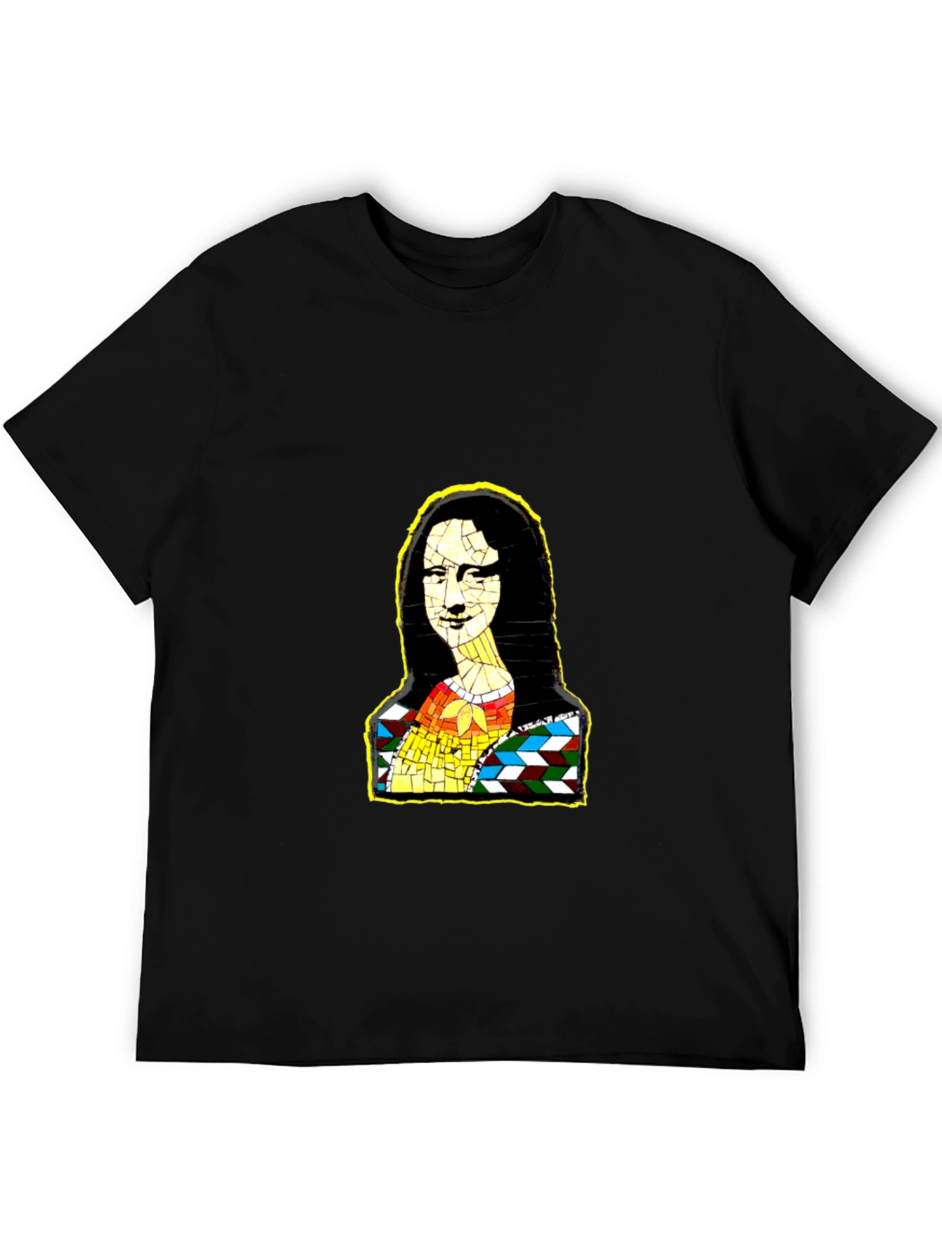 Mona Lisa Mosaic Art Black T-Shirt