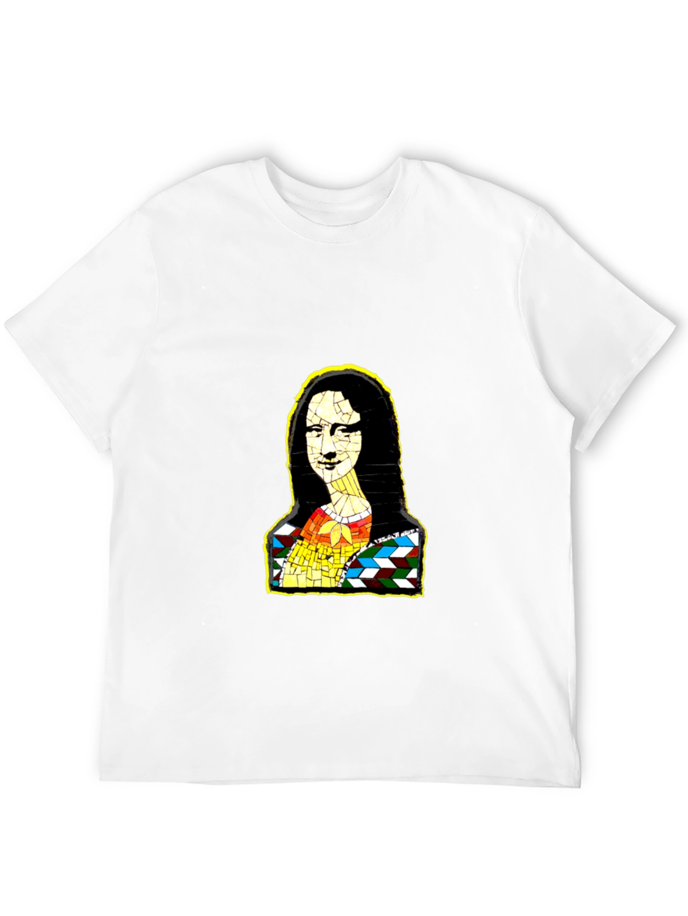 Mona Lisa Mosaic Art Black T-Shirt