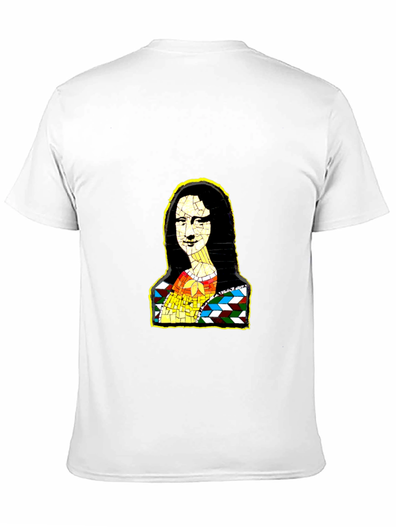 Mona Lisa Mosaic Art Black T-Shirt