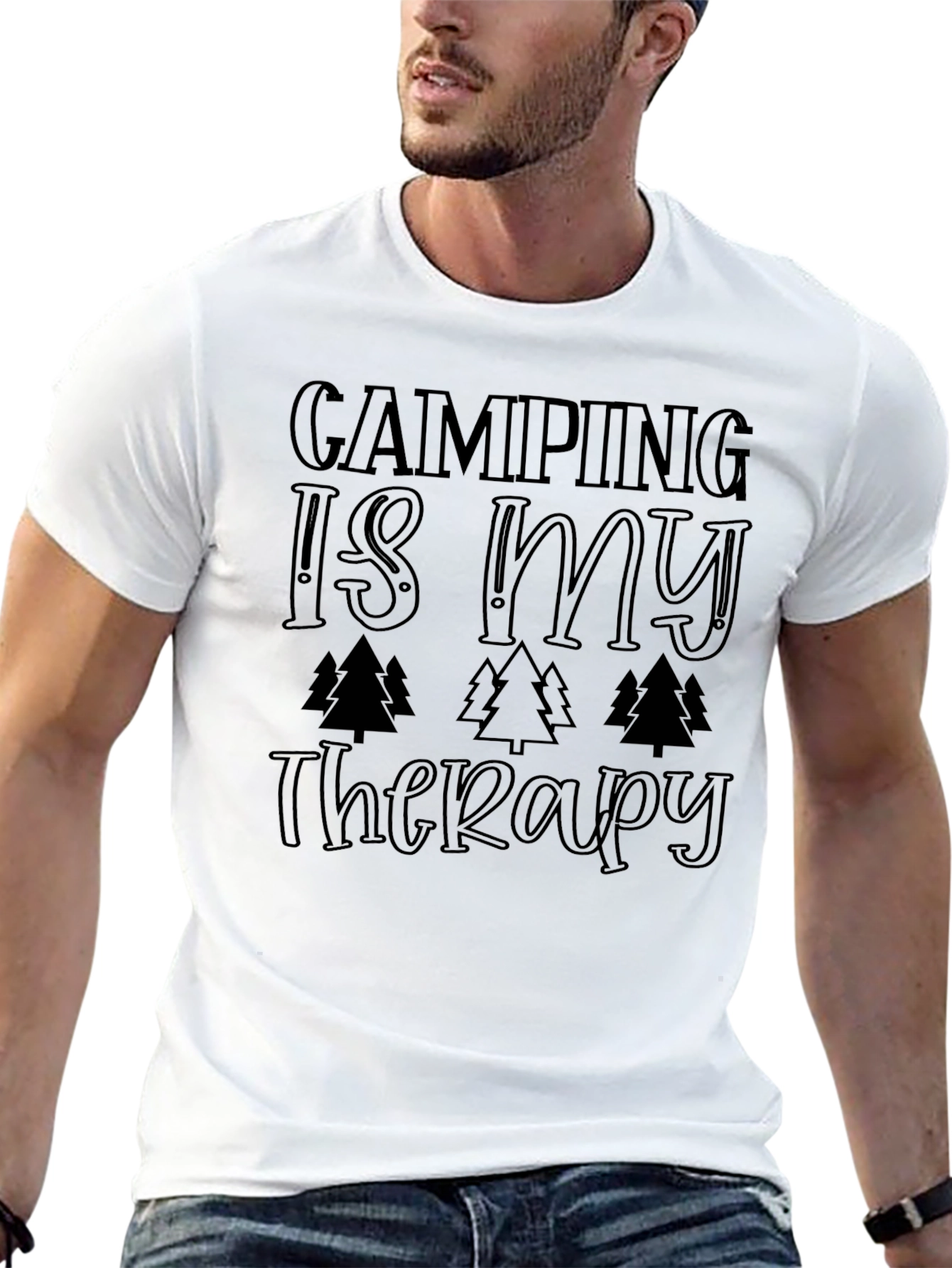 Camping is My Therapy Black Graphic Tee