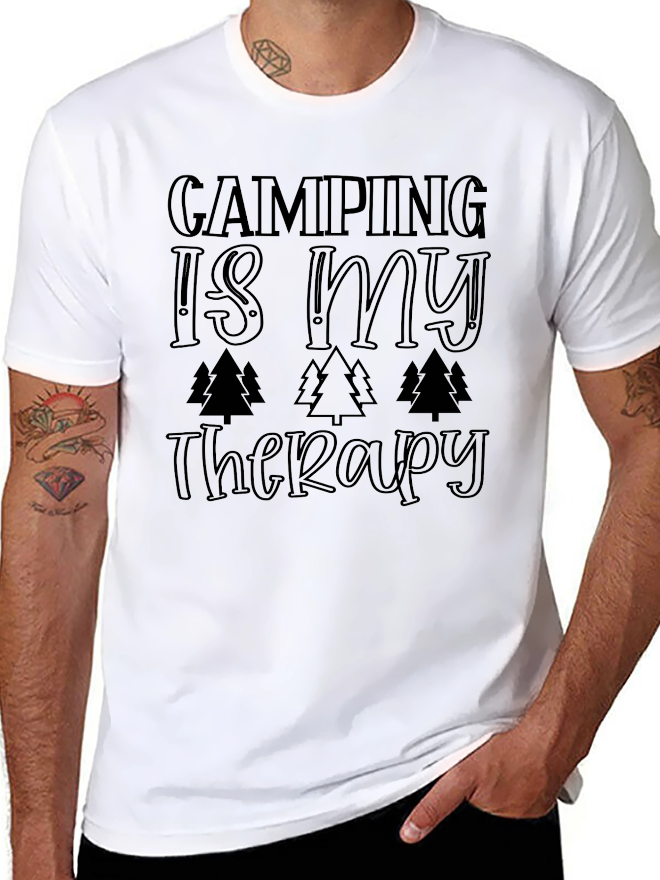 Camping is My Therapy Black Graphic Tee