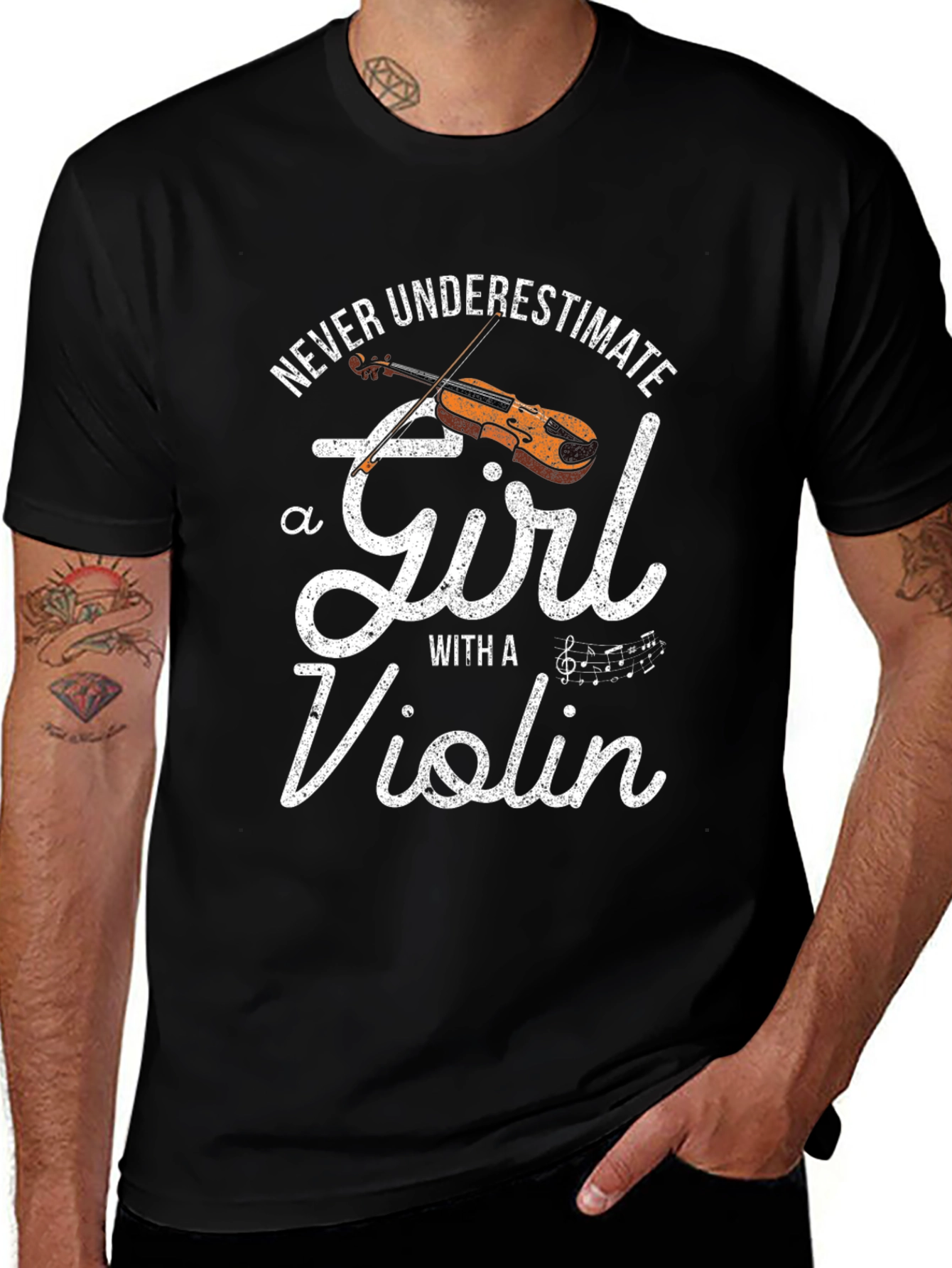 Violin Girl Graphic Tee - Musicians Gift