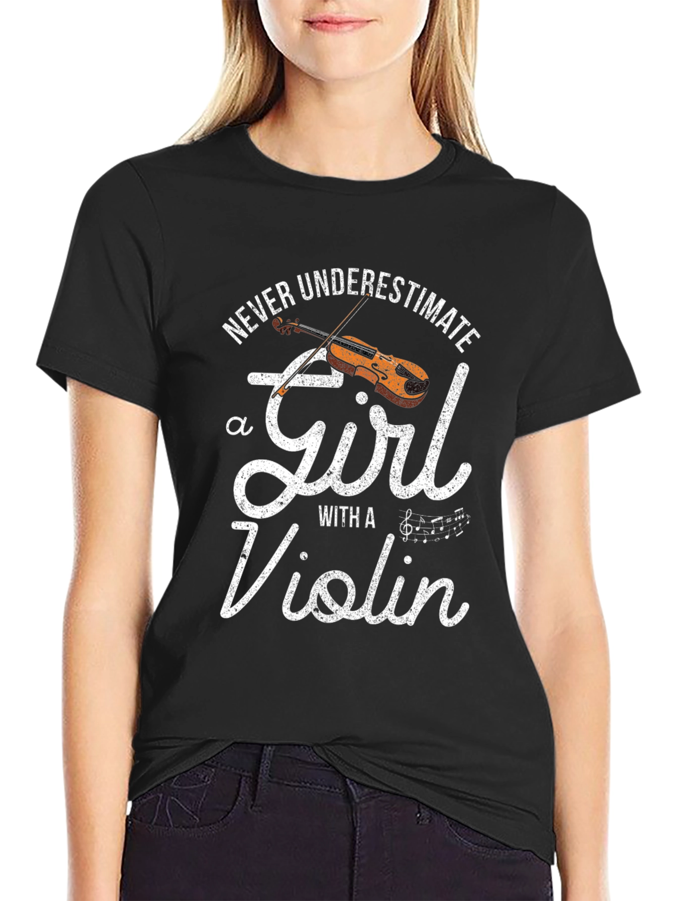Violin Girl Graphic Tee - Musicians Gift