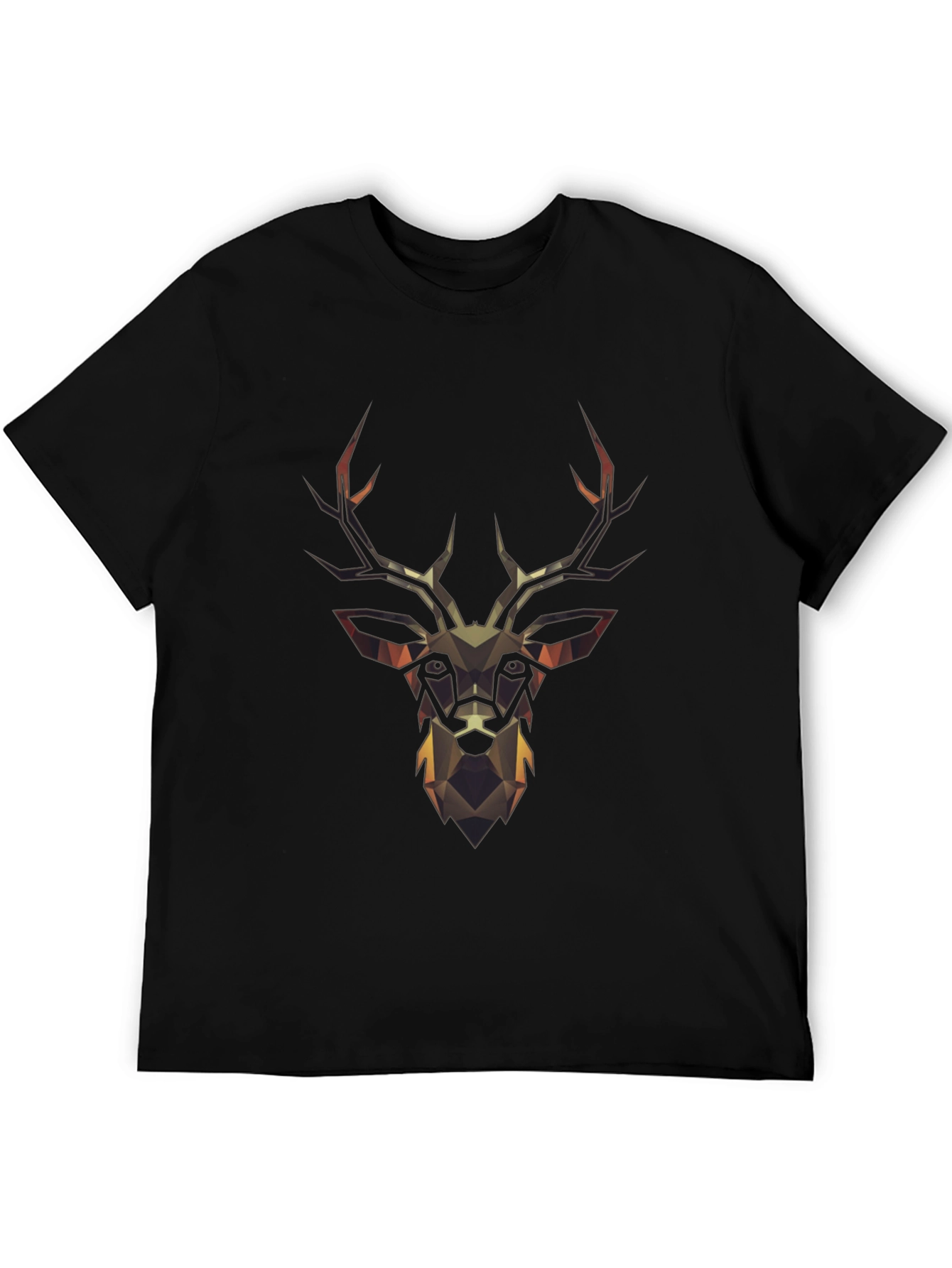 Geometric Deer Head Black T-Shirt