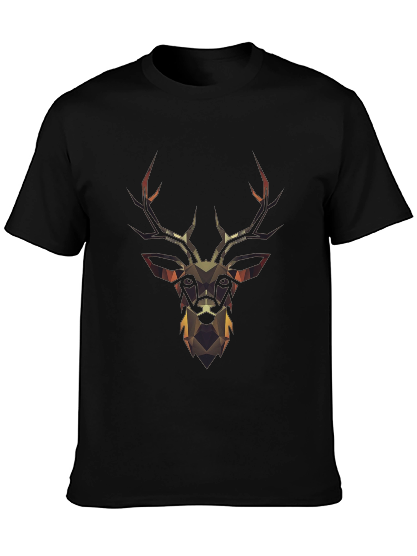 Geometric Deer Head Black T-Shirt