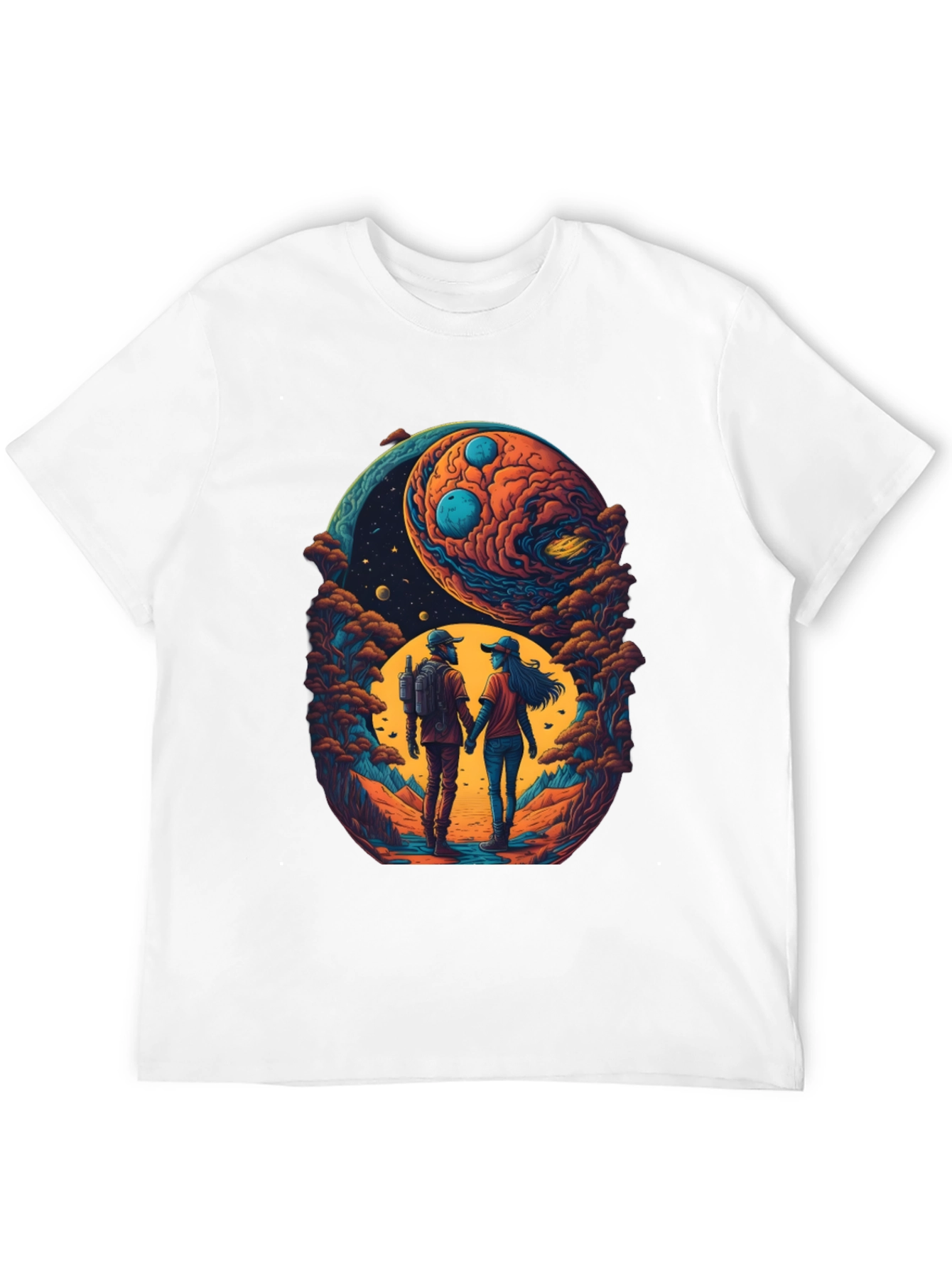 Cosmic Couple T-Shirt - Space Lovers Tee