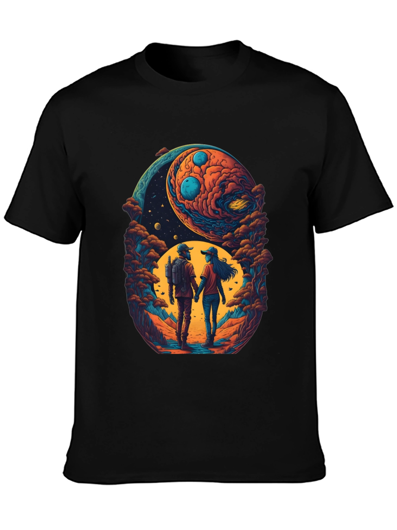 Cosmic Couple T-Shirt - Space Lovers Tee