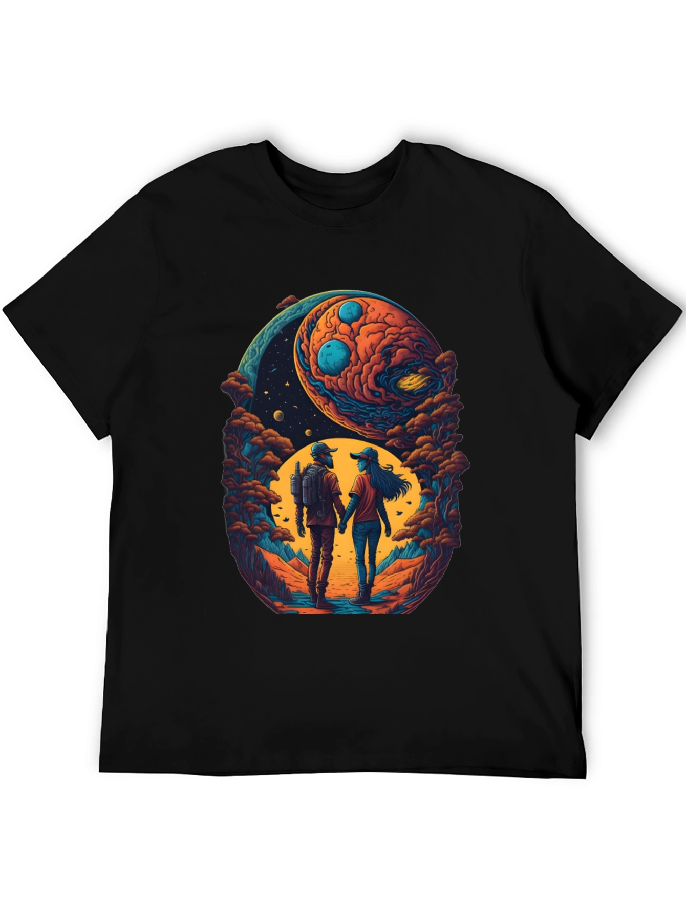 Cosmic Couple T-Shirt - Space Lovers Tee