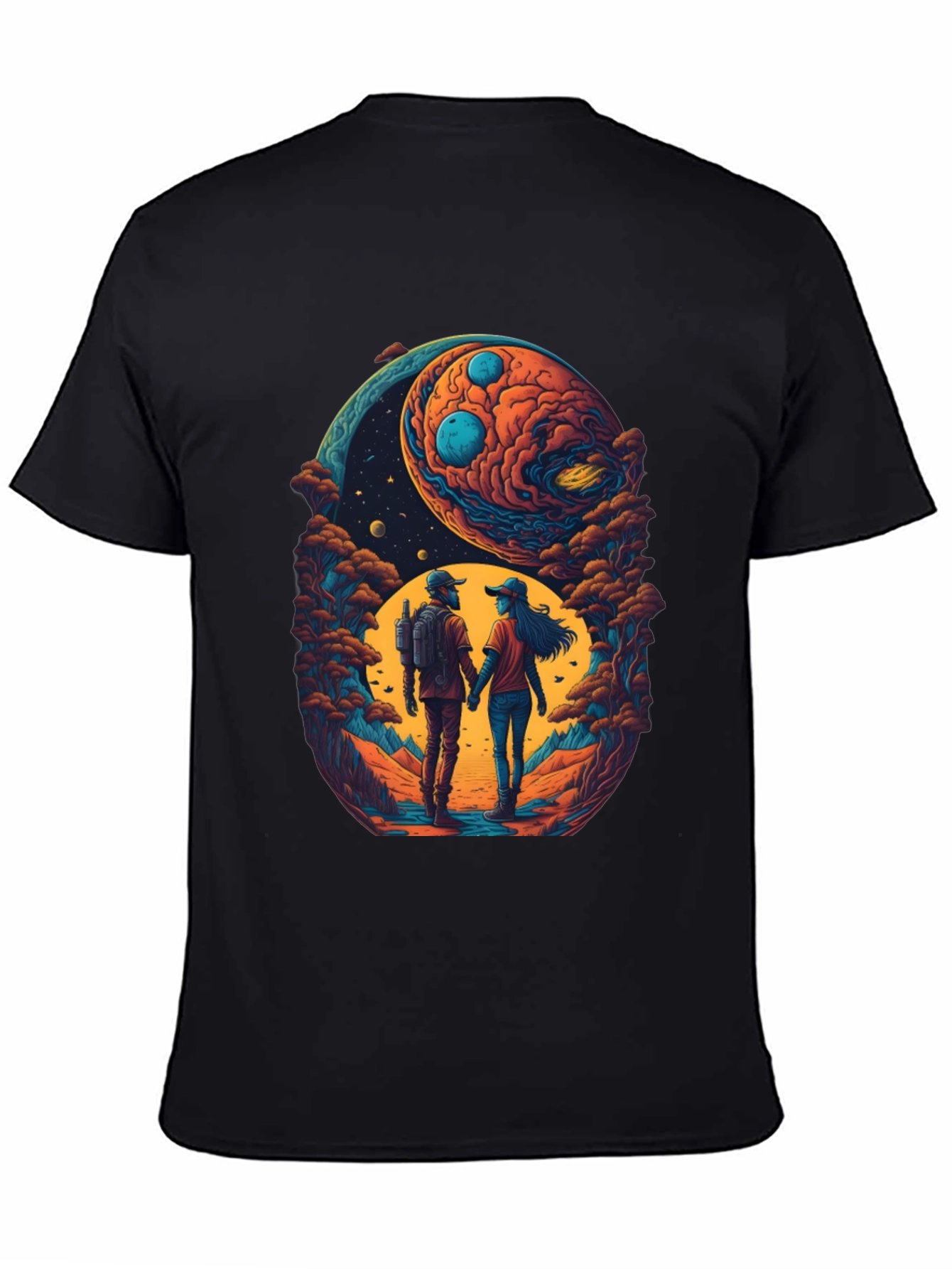 Cosmic Couple T-Shirt - Space Lovers Tee