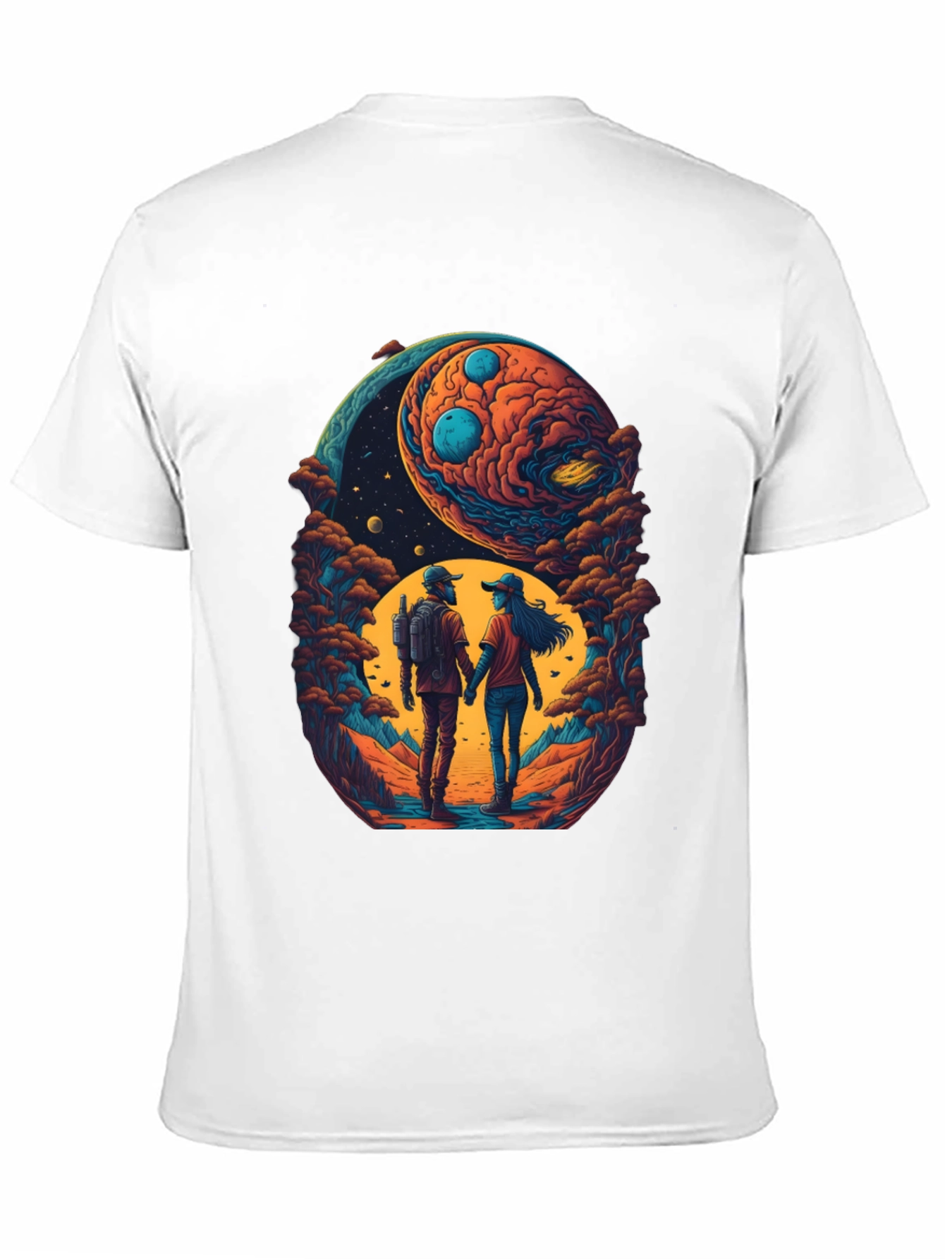 Cosmic Couple T-Shirt - Space Lovers Tee