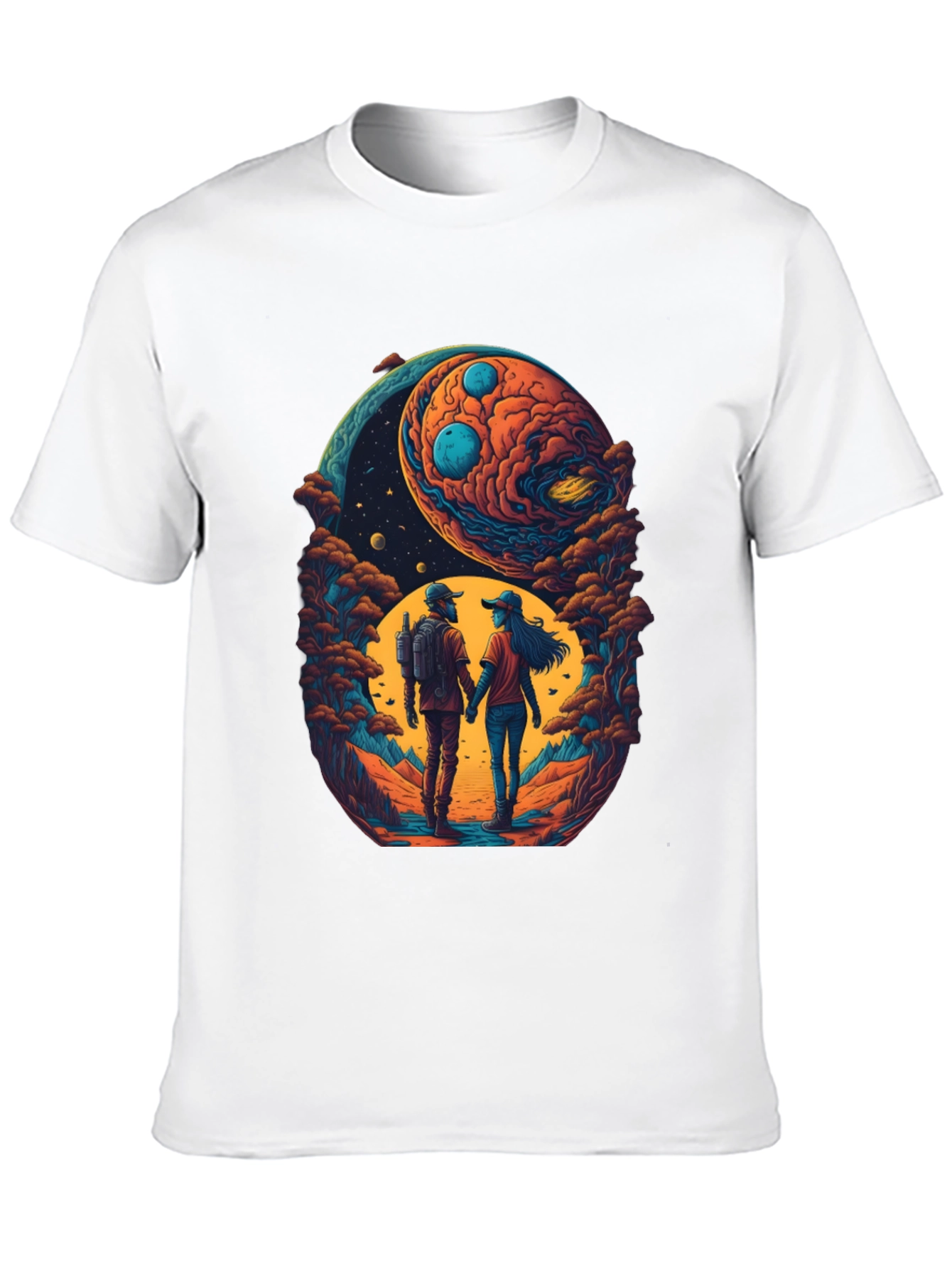 Cosmic Couple T-Shirt - Space Lovers Tee