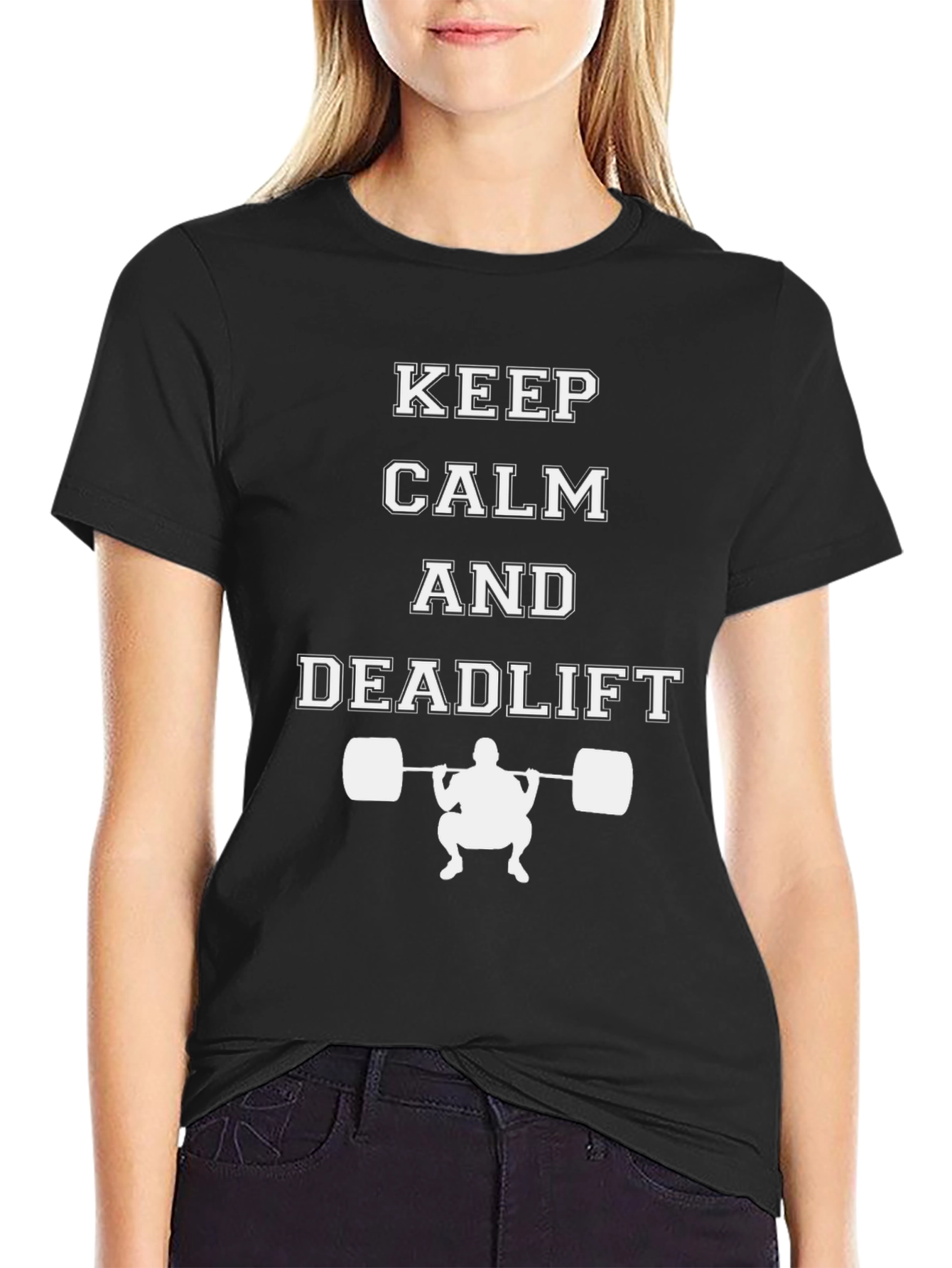 Keep Calm and Deadlift Black Graphic Tee
