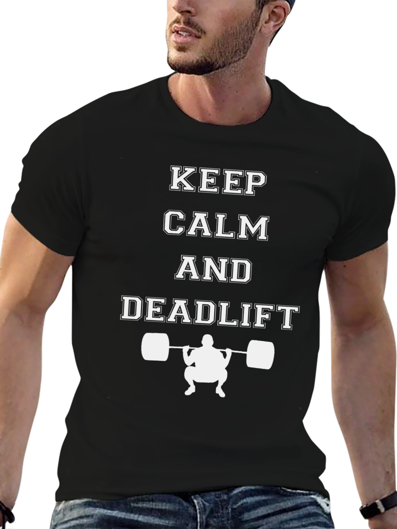 Keep Calm and Deadlift Black Graphic Tee