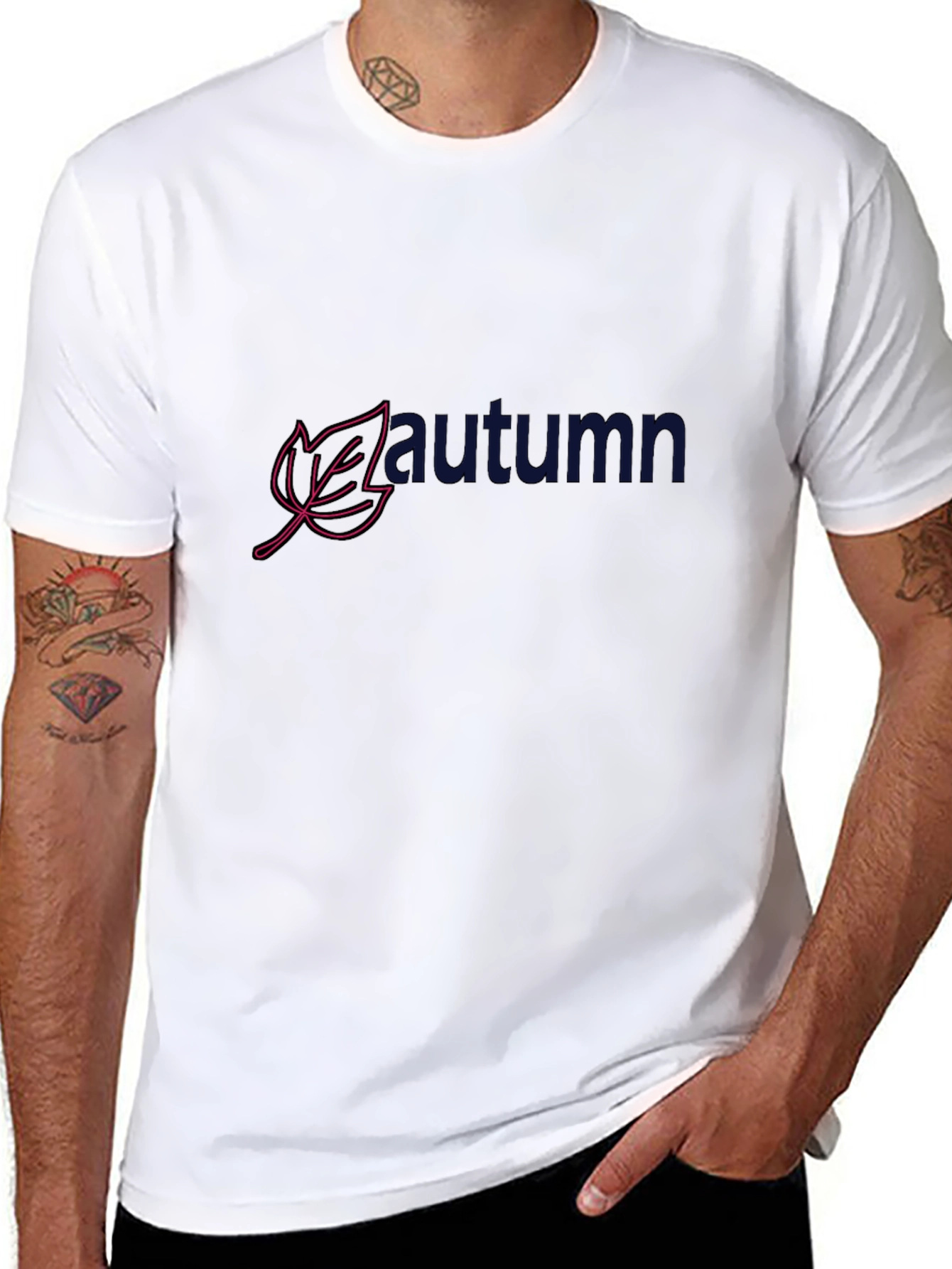 Autumn Leaf Graphic Print Black T-Shirt