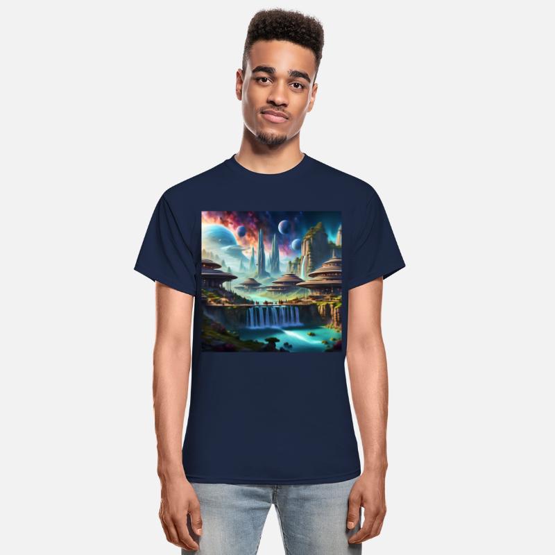 Sci-Fi World Space Alien Landscape Art UFO City