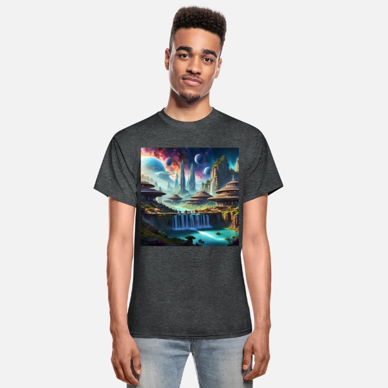 Sci-Fi World Space Alien Landscape Art UFO City