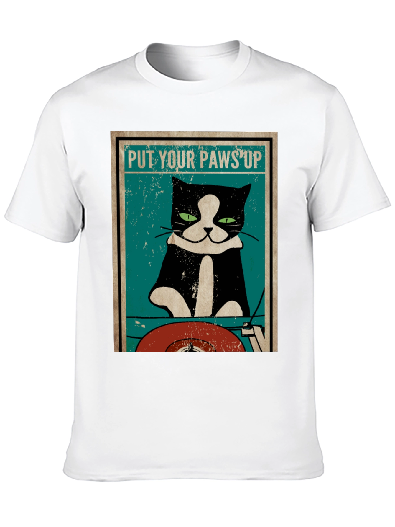 Put Your Paws Up Cat DJ Graphic T-Shirt
