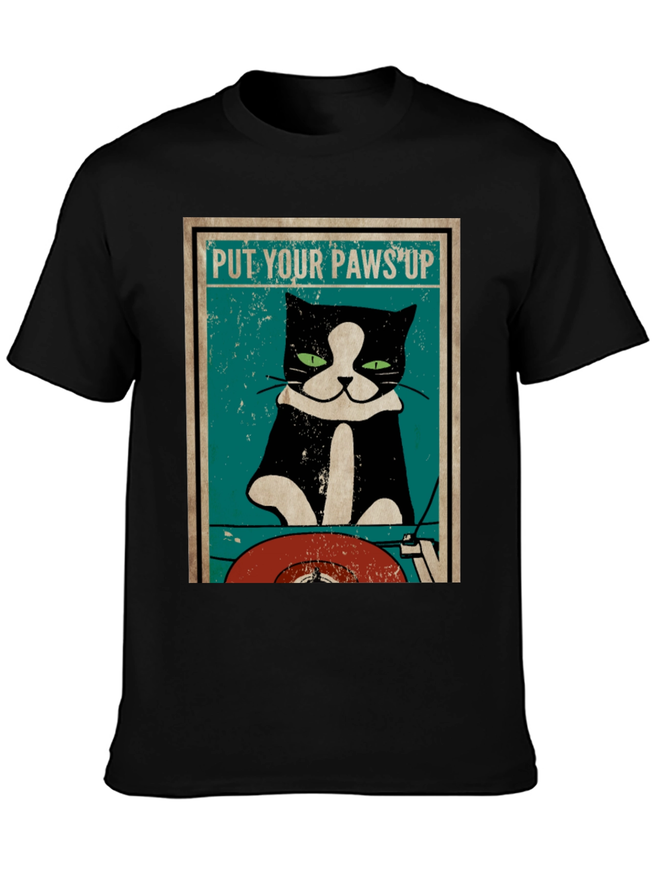 Put Your Paws Up Cat DJ Graphic T-Shirt
